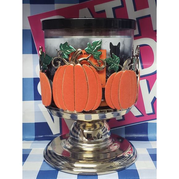 BBW Velvet Pumpkin Patch 3 Wick Candle Holder Home Fragrance Decor - Picture 1 of 2
